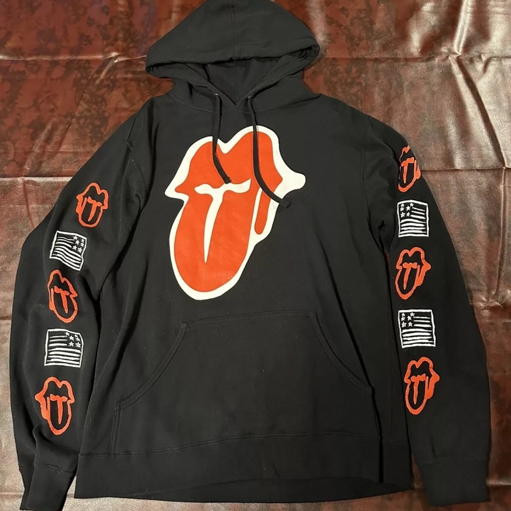 The Rolling Stones Tour 2019 Tongue Logo Black Hoodie Unisex Rock Band Sweater L